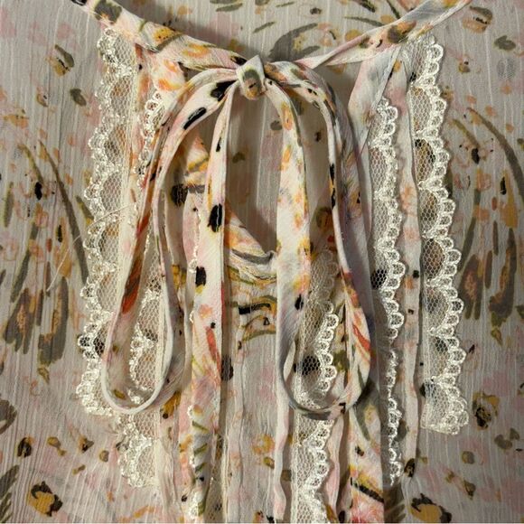 Candie's Cream Peplum Blouse Women’s S with Puff Sleeves Sheer. - Picture 7 of 11